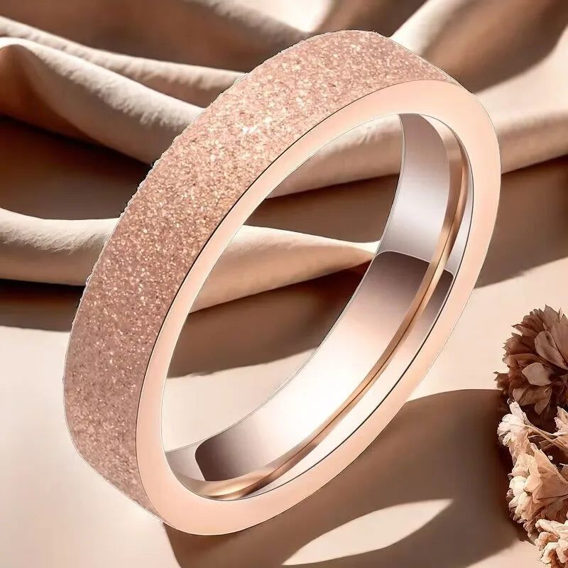 Japanese Korean Trendy Design Elegant Couple Rings Simple Matte Starry Sky Titanium Steel Wholesale Fashion Stainless Steel for