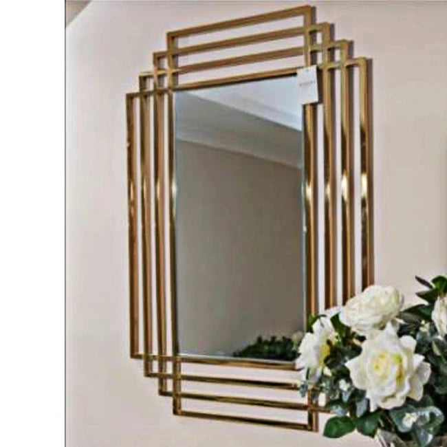 80x54.5cm Factory Price Large Gold Living Room Decor Metal Wall Mirrors Creative Modern Decorative Metal Art Bathroom for Sale