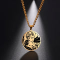 Aphrodite Pendant Necklace Gold Plating Classic Stainless Steel Neck Chain for Men Women Greek Mythology Goth Charm Jewelry Gift