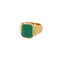 Stainless Steel 18K Gold Plated Black Square Natural Stone Finger Ring Titanium Steel Green Square Ring Jewelry for Women