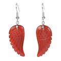 HZ Fashion Classic Trend Women Natural Stone Rectangle Gemstone Earring Red Jasper Angel Wing Earrings