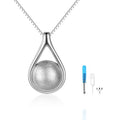 Cremation Jewelry 925 Sterling Silver Rhodium Plated Teardrop Pet Urn Necklace for Ashes