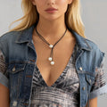Charms Adjustable Long Rope Chains with Pearl Pendant Necklace for Women Trendy Elegant Ladies Daily Accessories on Neck Jewelry