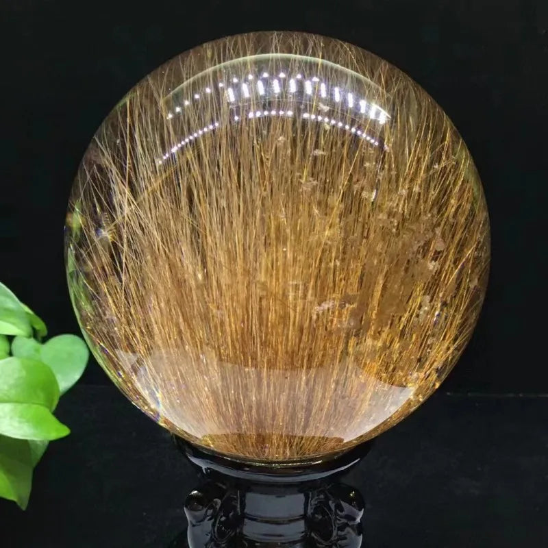 Top Grade Natural Crystal Balls Spheres Copper Gold Rutile Golden Rutilated Ball Sphere for Home Decoration