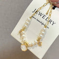 Love Oath Vintage White Pearl 18K Gold Plated Bracelet 5-6mm Natural Freshwater Potato Wedding Party Jewelry Gift Women's