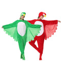 New Lovely Cartoon Animal Adult Onesie Suit Cosplay Parrot Costume Pajamas Fleece Thermal Green/Red