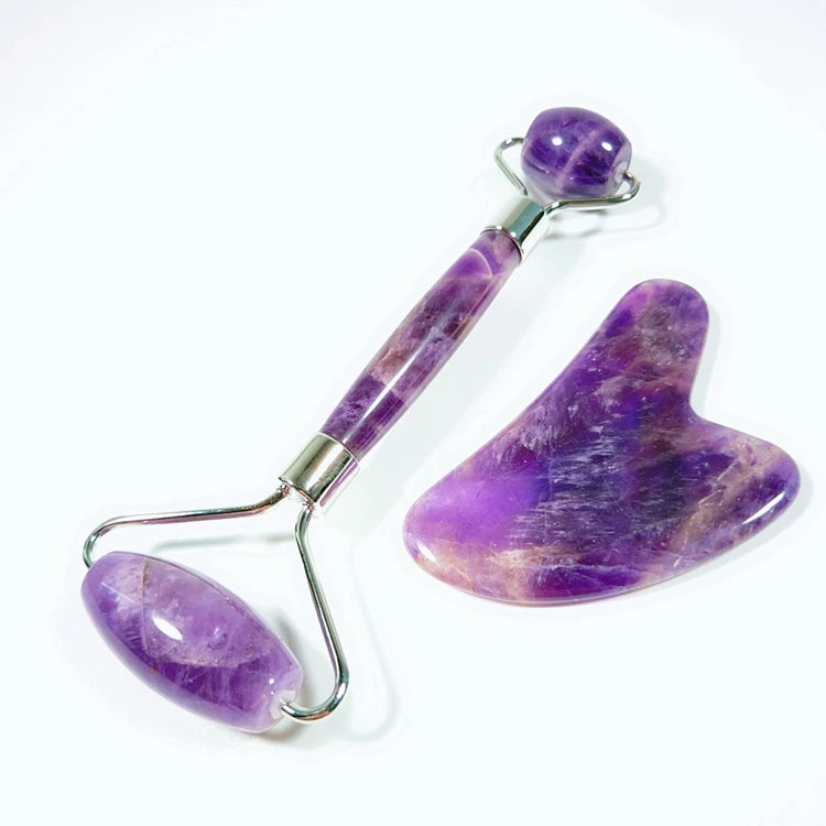 2026 Wholesale Private Label Gua Sha Set Crystal Beauty Pink Stone Natural Amethyst Facial Massage Face Jade Roller
