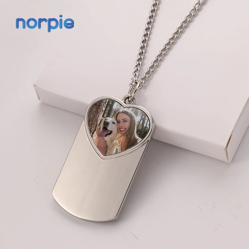 Metal Crafts Gift Popular Custom Memory Love Heart Photos Frame Sublimation Necklace Pendants