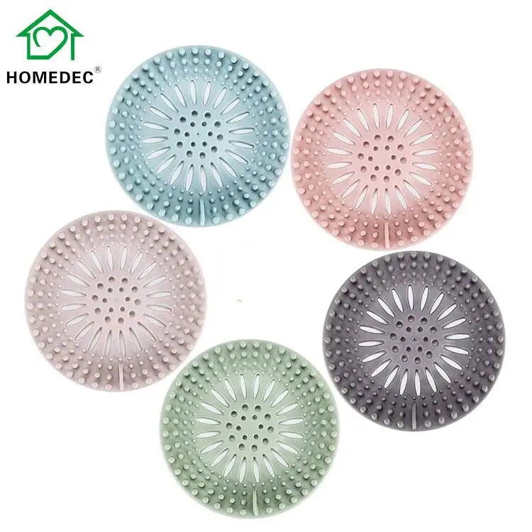5 Pack Hair Catcher Durable Silicon Hair Stopper Shower Drain Cover Suit for Kitchen Bathroom