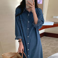 Boutique Wholesale 2026 Autumn New Style Simple Lapel Single Breasted Loose Casual Long Denim Women's Dress