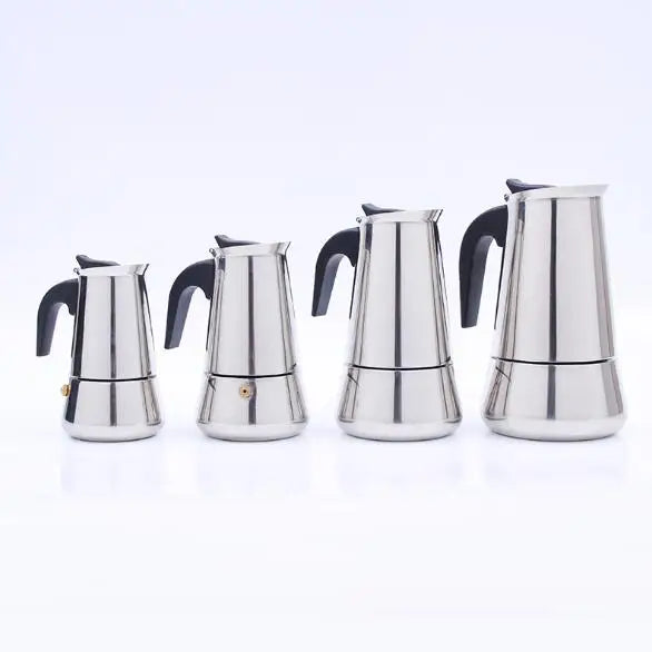 Hot Selling Portable Espresso Coffee Maker Pot Stainless Steel Business-Ready Stocked with Lid for On-The-Go Mocha Brewing