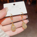 GT Fashion Luxury Crystal Simple Temperament Female Drop Flower Earrings for Women