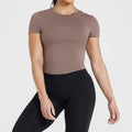 Custom Women's Cropped Mid Tee Breathable Cotton Fitness Gym Crop Top with Short Sleeves Ladies' Summer Plain Top