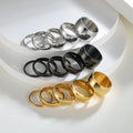 Fashionable and Simple Arc-shaped Smooth Stainless Steel Ring Popular Design for Couples' Wedding and Birthday Ring Jewelry