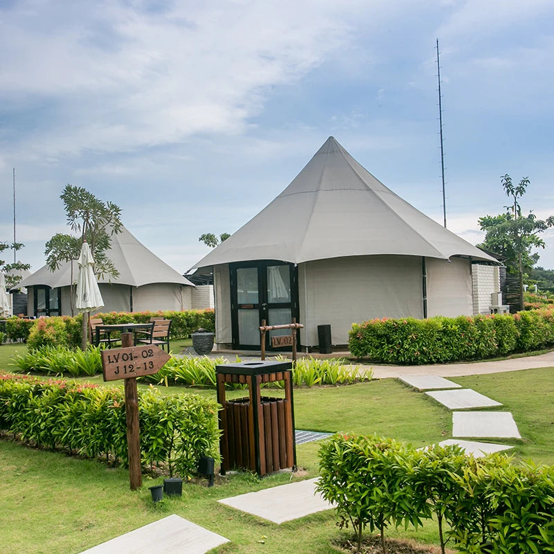 Hexagon Safari Tent - Canvas Waterproof Luxury Hotel Glamping Prefab Villa House