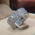 Luxury Wedding Anniversary Ring CZ Prong Setting Fashion Engagement Rings for Women Double Drainage Drop Zircon Ring