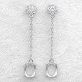 Sterling Silver 7*9mm Semi Mount Line Earrings Empty Support Blank Claws Setting S925 Base Without Center Stone for DIY Inlay