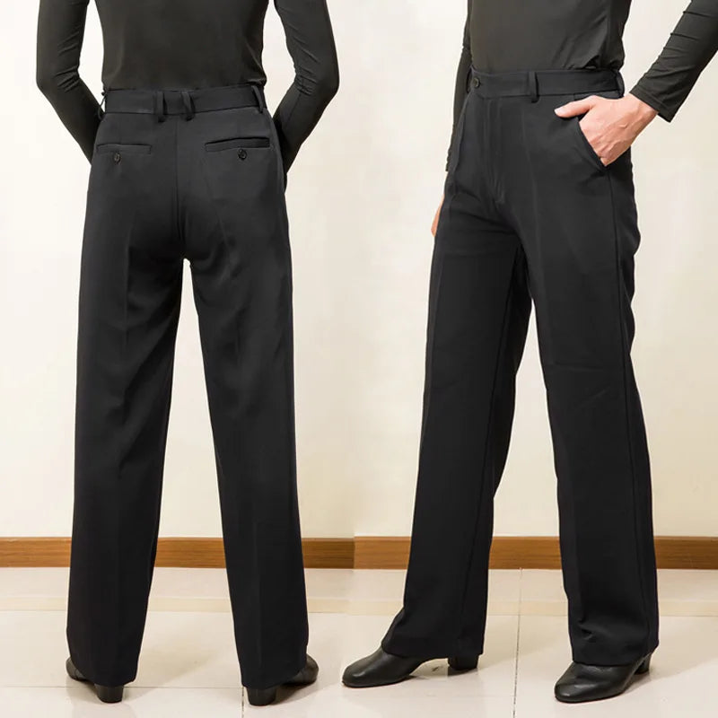 Men Professional Wide Latin Modern Square Practice Dance Pants Elastic