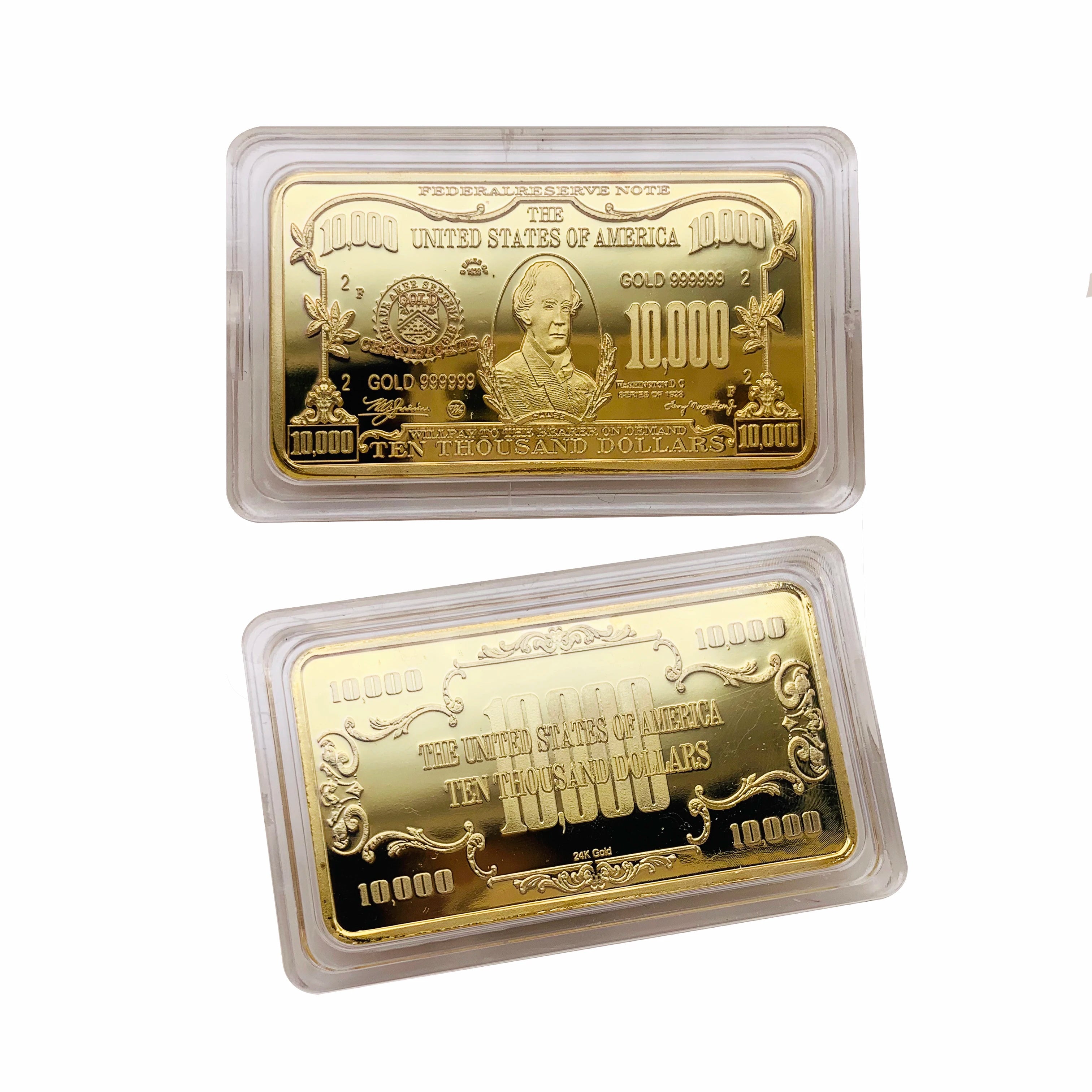 Iron Gold Plated American Presidential Square Ten Thousand Banknote Metal Bar
