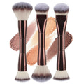 Luxury Professional Metal Makeup Brushes Set High Quality Double Ended Single Flat Brush Synthetic Hair Makeup Brush