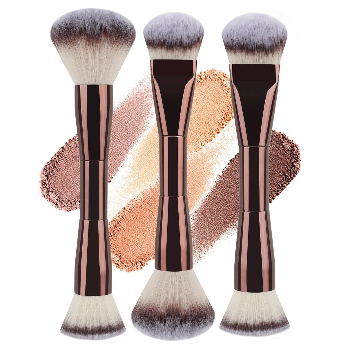 Luxury Professional Metal Makeup Brushes Set High Quality Double Ended Single Flat Brush Synthetic Hair Makeup Brush