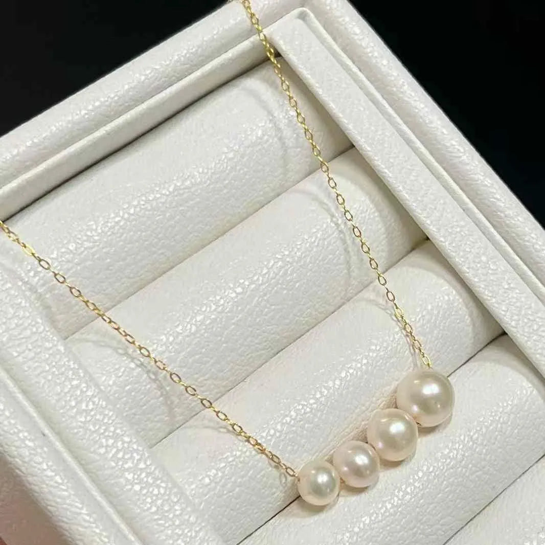 Gradient Balance Beam Flawless 5-9mm Freshwater Pearl Necklace Natural Smiling Roadway Clavicle Pendant
