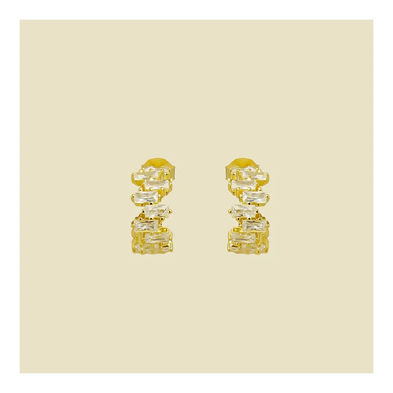 Women Jewelry Zircon Tennis Earrings 925 Sterling Silver Gold Plated Hoop Earrings