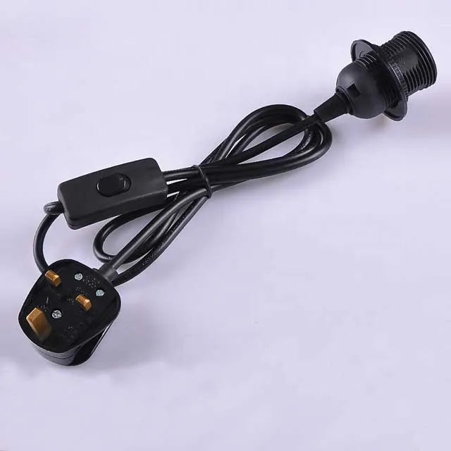 Lamp Power Cord With Switch Uk BS US Saa Europe Eu Vde Plug E27 E14 Bulb Holder Lighting Cord Set Ac Power Cable