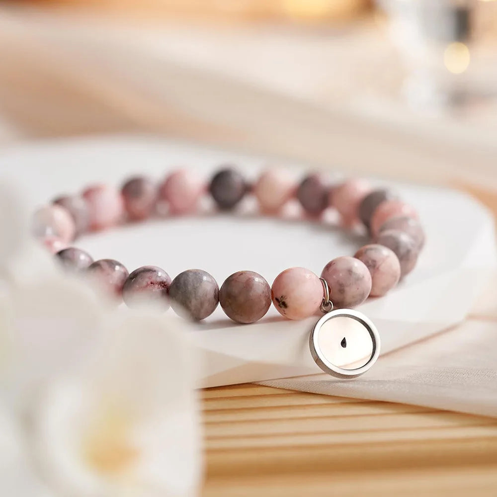 New Design Fashion Natural Stone Forget Me Not Seed Charm Bracelet Beaded Bracelet Pendant Custom for Gift