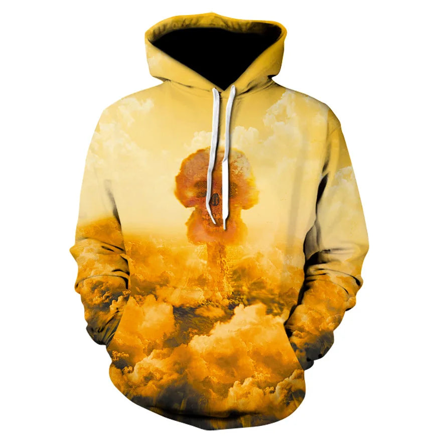 Men's Oversize Thick Anime Graphic Hoodie Sweatshirt Custom Logo 3D Printed Knitted Pattern OEM/ODM Design