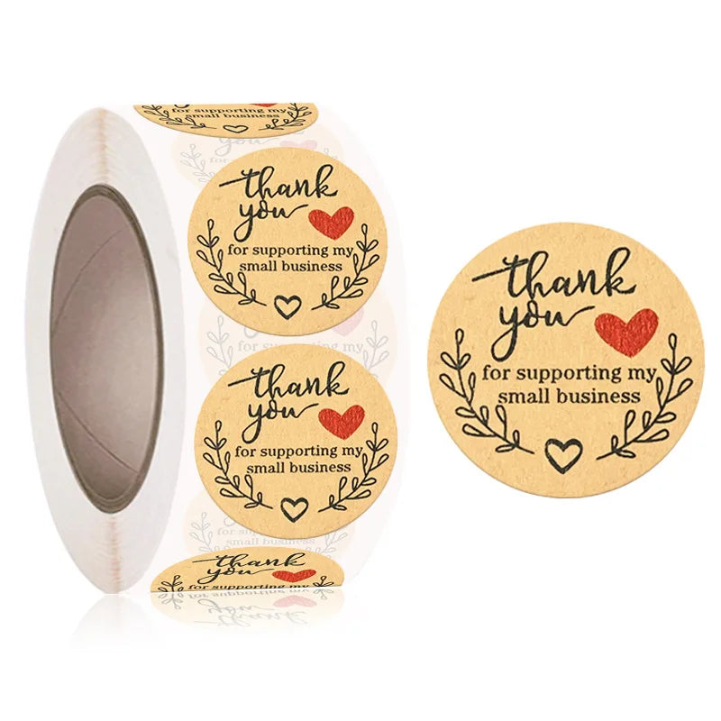 500pcs Natural Kraft Paper Thank You Stickers Seal Labes Dog Paw Print 1Inch Gift Packaging Stationery