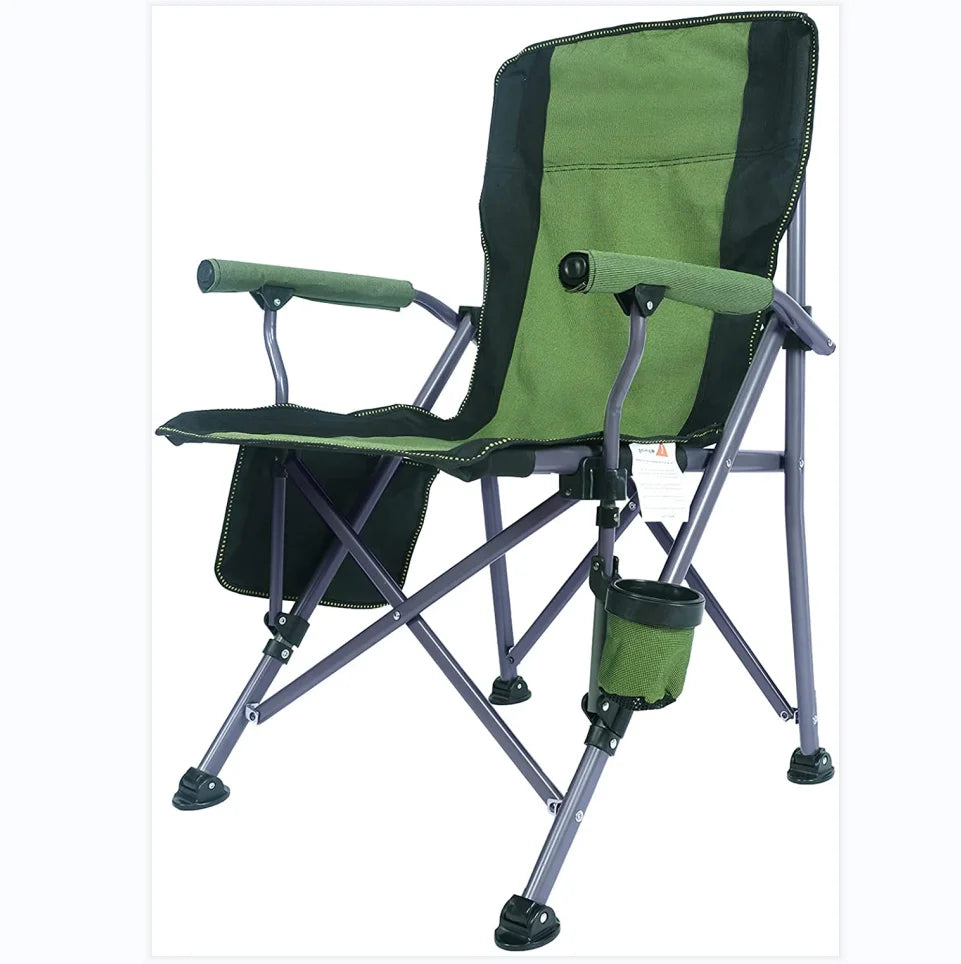 WOQI Modern Custom Outdoor Wood Grain Metal Frame Foldable Beach Camp Chair with Oxford Fabric
