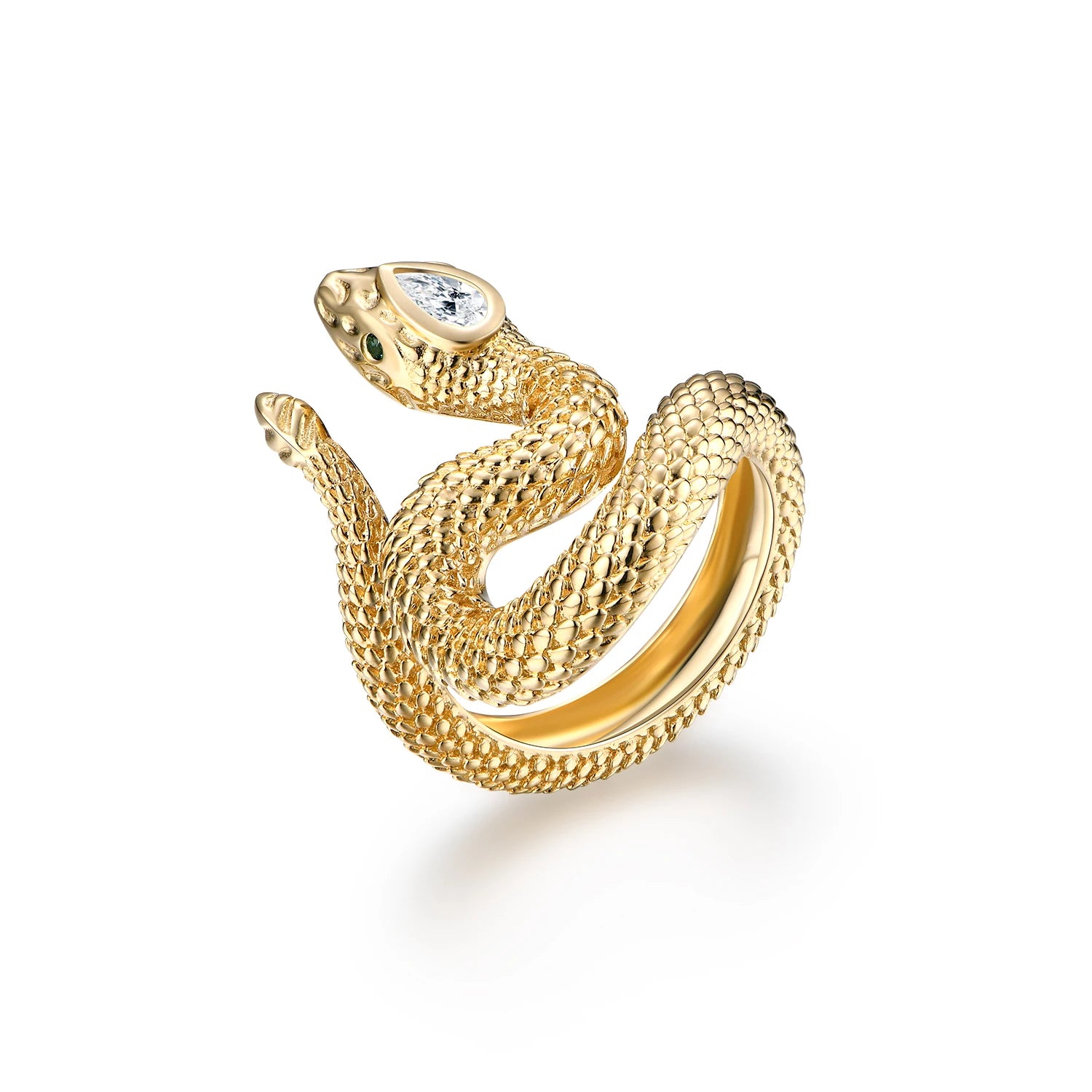 Trendy D Color Pear Cut Moissanite Ring for Women Soild 925 Sterling Silver Pure 14K Gold Snake Ring for Travel Gift