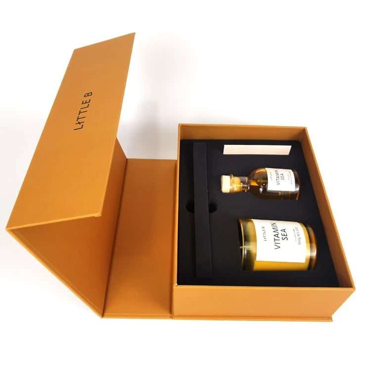 Customized Embossed Logo Printing Foldable Magnetic Gift Box with Recycled Materials High Quality Fashion Paper for Candles
