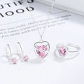 Ins Women Wedding Heart Style Engagement Dignity ZIRCON pink Diamond 925 Sterling Jewelry Set