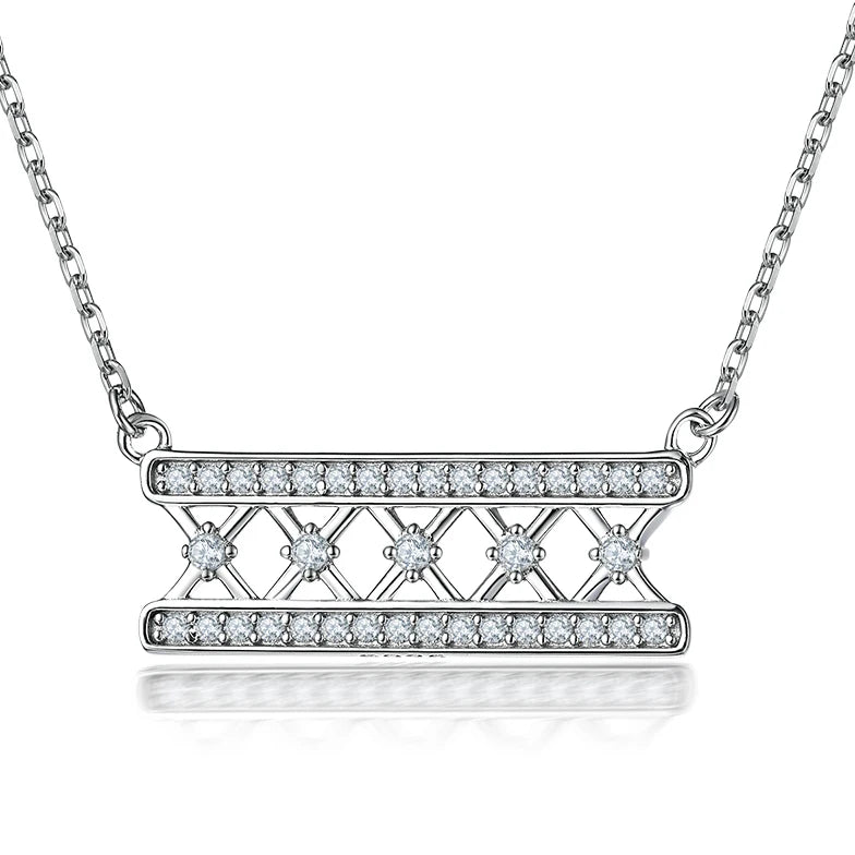Silver Pendant Fence Shaped White Zirconia Stone Women Jewelry Pendant Necklaces 925 Silver