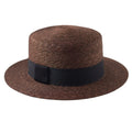 Chic Brown Natural Wheat Straw Boater Hat UV Protection Sun Hat for Men and Women Fashionable for Daily Outdoor Travel Use