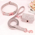 Eco Friendly Adjustable Making Pet Supplies Custom Logo ID Name Linen Cotton Dog Collar and Leash Set