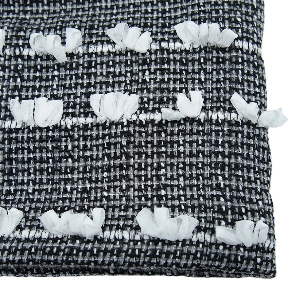 Popular Handmade Winter Overcoat for Girls RTS Woven Wool Polyester Fabric Black White Yarn-Dyed Girls' RTS Winter Clothes
