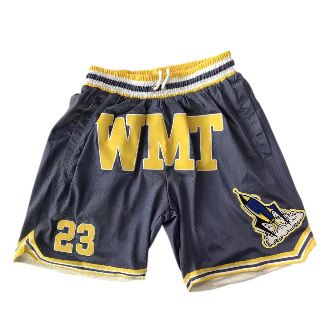 Men's Vintage Basketball Shorts Custom Embroidery Logo Double Layer Mesh Sublimation Plus Size Breathable for Summer Streetwear