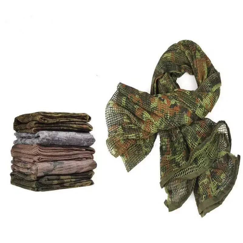Tactical Camo Scarf Multi-Functional Mesh Veil for Sniper/Hunting Jungle & Desert Reversible Neckerchief