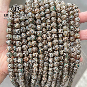 JD Wholesale 8mm Smooth Natural Dyed Coffee Color Tibetan Agates Dzi Loose Beads CNAS Certified China Origin for Jewelry Making