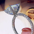 CAOSHI Classic 4 Claws Large Square Stone Women Wedding Ring Jewelry Bride Antique Style Micro Pave Diamond Silver Plated Rings
