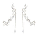 New Design Wedding Jewelry Luxury Clear  Zircon Earrings Elegant  Silver Needle Leaves Stud Earrings for Women
