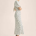Polka-dot Satin-finish Dress With Bow Elegant Dresses Women Evening Backless Dress
