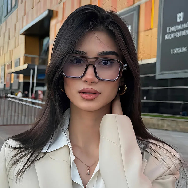 UNOC 2022 Men's Sunglasses Versatile Transparent PC Frame Double Bridge New Contrast Color Sports Candy Sun Glasses for Women