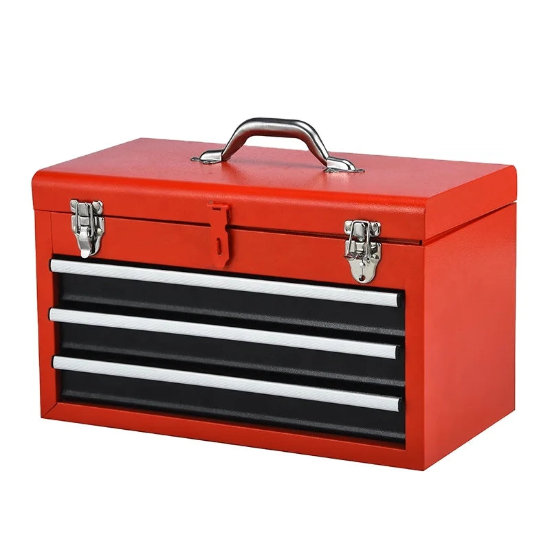 CE Multipurpose 3 Drawers Iron Electrostatic Power Coated Waterproof Shockproof Dustproof Portable Tool Storage Box for