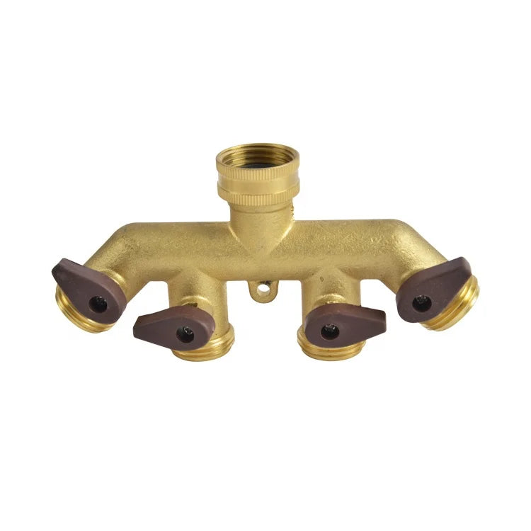 Winslow & Ross Brass Manifold 4 Way Garden Water Tap Connector  Hose  Water Splitter