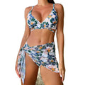 XCHY-HY37 Ladies Print Three Piece Bikini Suit Women's Lace up Bathing Suit Recycled Fabric Swimwear