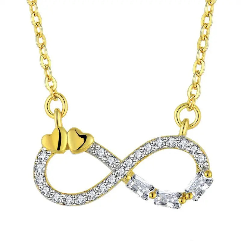 Custom 925 Sterling Silver Necklace Designs Personalized Infinies Gold Plated Pendant Necklace Crystal Necklace for Women